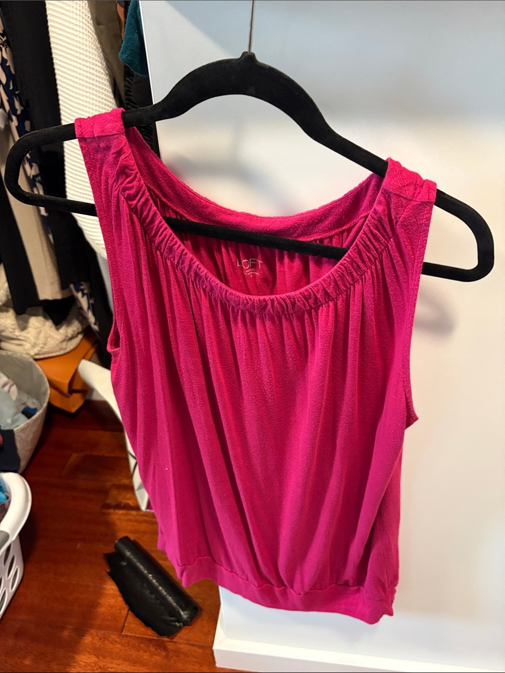 5 Women’s Sleeveless Elastic-Hem Tank Top - White, Teal, Black, Teal, Magenta - Picture 6 of 7